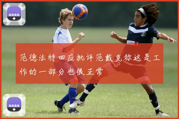 范德法特回应批评范戴克称这是工作的一部分也很正常